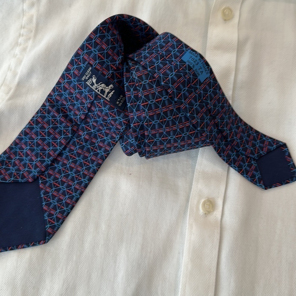 Hermès Vintage Silk Tie Blue - Picture 3 of 9